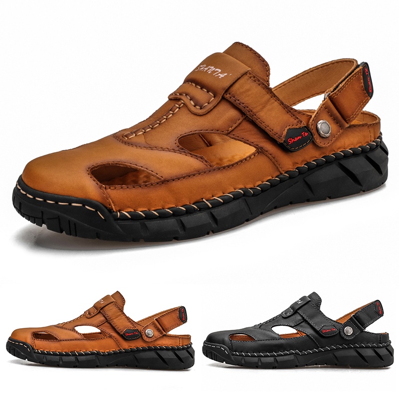 Giày Sandal Da Thoáng Khí Thời Trang Đi Biển Cho Nam