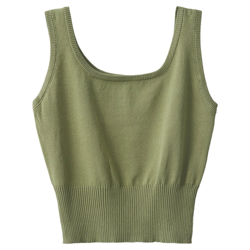 Brroa Áo Croptop Dệt Kim Không Tay Màu Trơn Đơn Giản Thời Trang Mùa Hè Cho Nữ