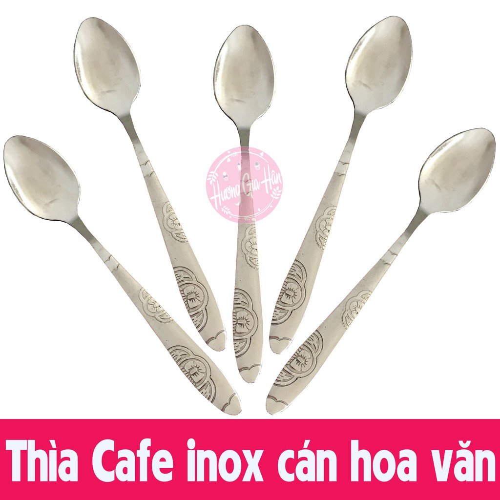 Thìa Cafe Cán Khắc Hoa Văn Inox Cao Cấp