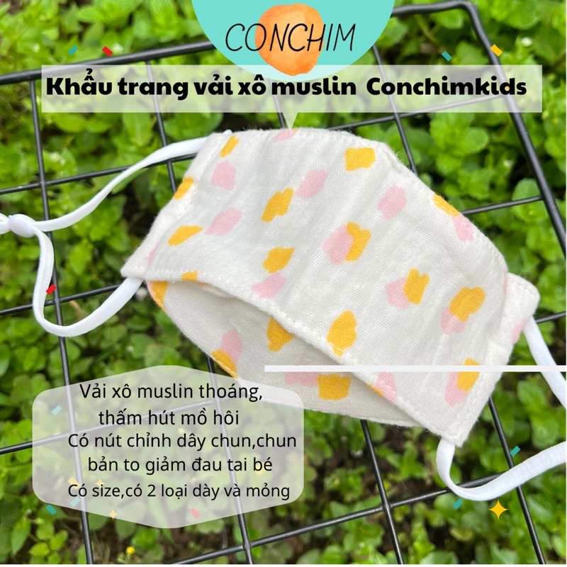 Khẩu trang vải xô muslin Conchimkids