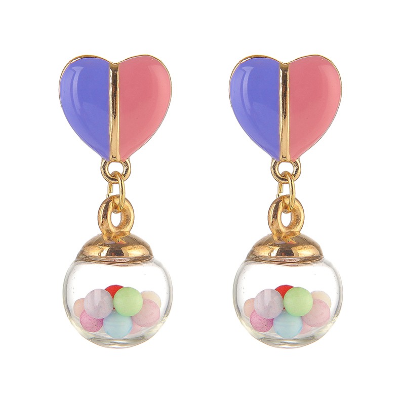 S925 Silver Needle Japan and South Korea Cute Temperament Girl Dream Candy Colored Glass Ball Earrings Hit Col ahagt01