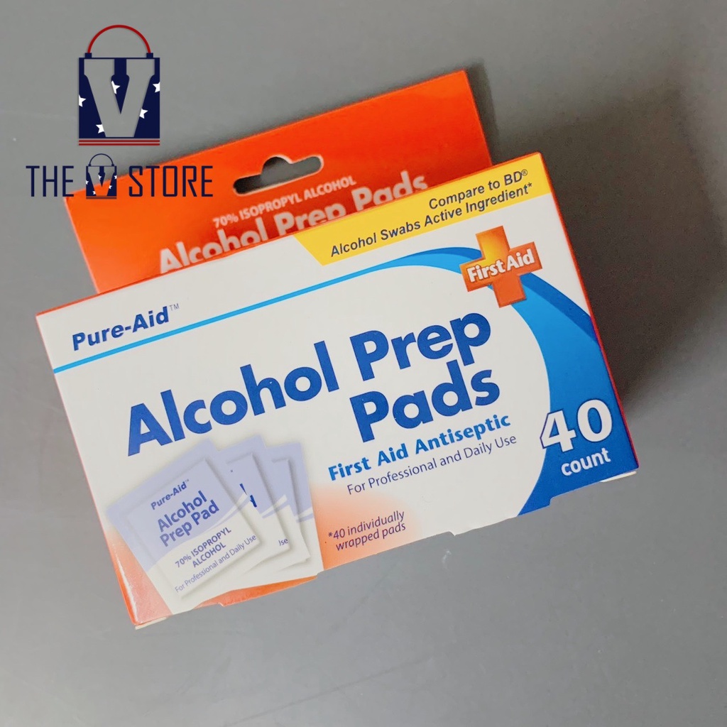 [HÀNG MỸ] BÔNG TẨM CỒN TIỆT TRÙNG PURE-AID (ALCOHOL PREP PADS)