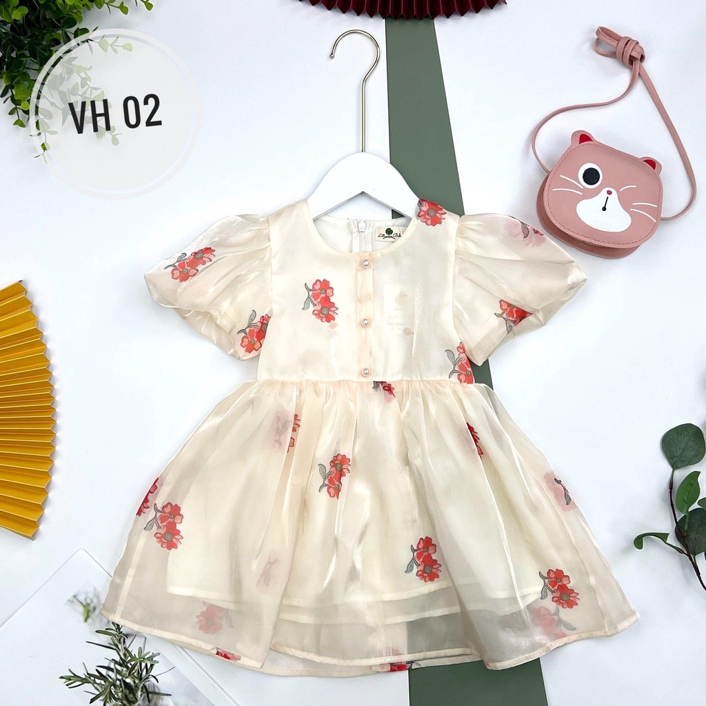 Váy Đầm công chúa bé gái LITIBABY voan kính, hoa size 2, 4, 6, 8, 10 tuổi