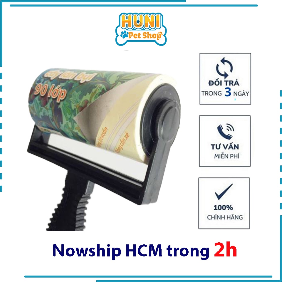 Cây lăn bụi quần áo, lăn lông chó mèo tiện dụng, độ dính cao, 90 lớp - Huni petshop