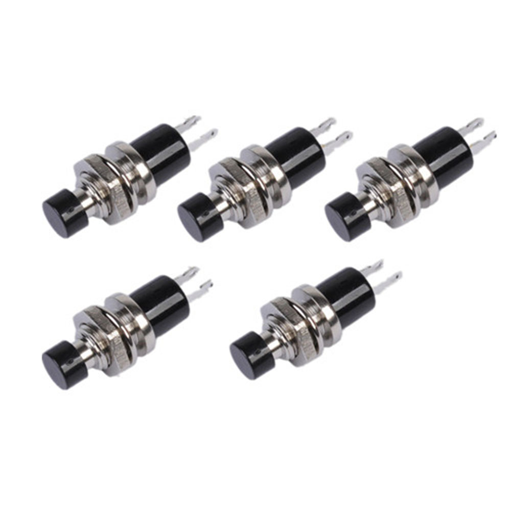Set 5 công tắc tròn DIYMORE mini AC 220V 0.5A PBS-110 màu đen 7mm