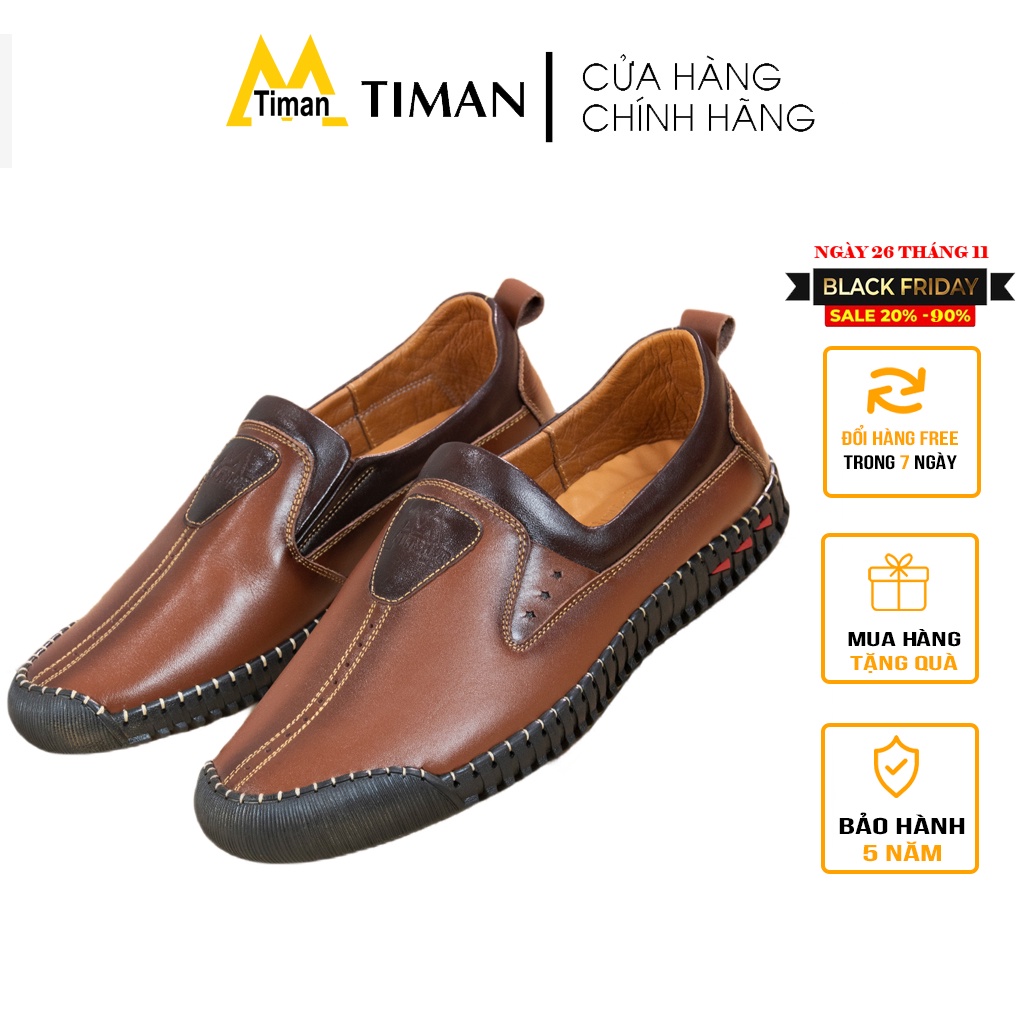 Giày lười nam da thật công sở chính hãng TIMAN GN07 sang trọng bền bỉ êm chân bảo hành 5 năm