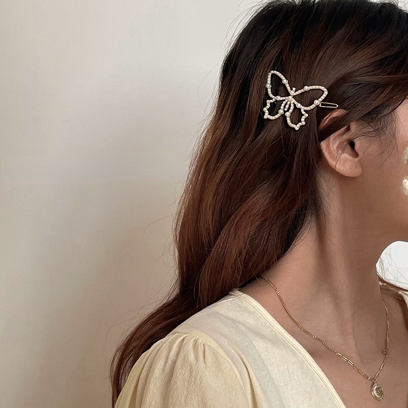 Kẹp Tóc Hình Bướm Đính Ngọc Trai Dễ Thương