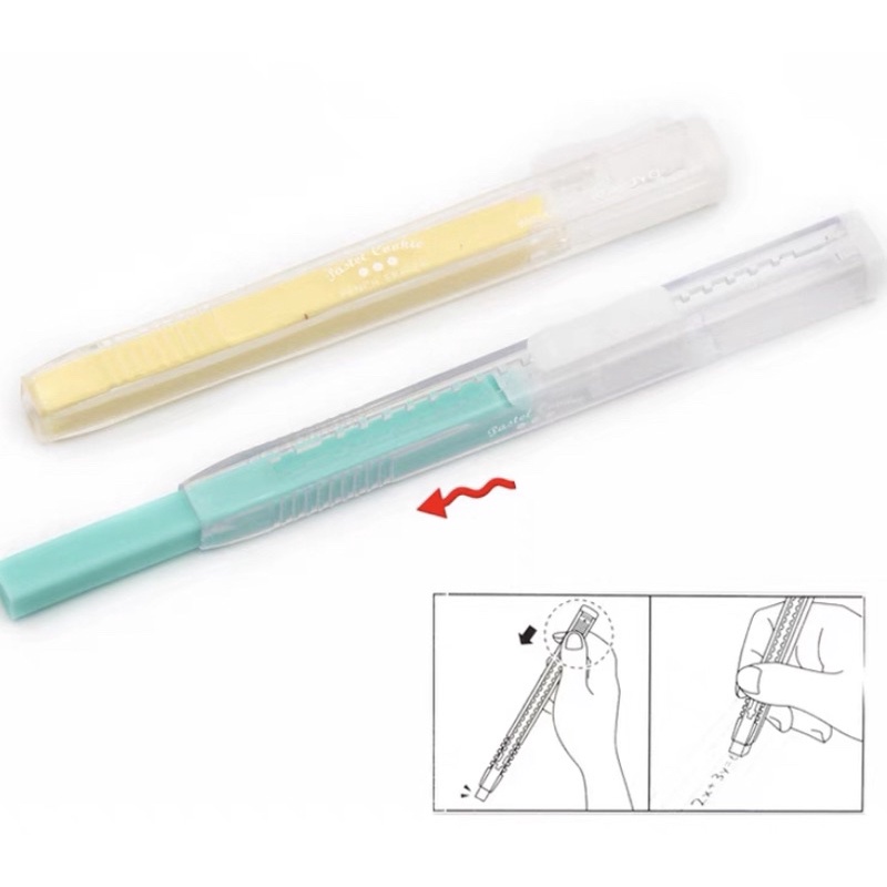 Tẩy bút chì Kokuyo Campus Nhật Bản kèm 1 lõi tẩy thay thế 4 màu Pastel Cookie, Tẩy Bút Chì Kiểu Nhật Bản Tiện Dụng