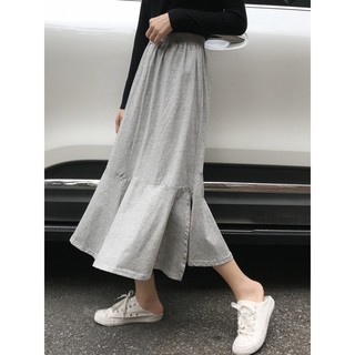 (ORDER) Chân váy thun xòe dài đuôi cá xẻ tà điệu đà style Hong Kong