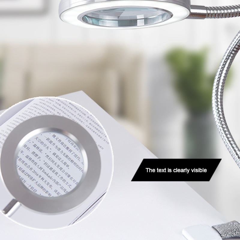 Kính lúp phóng đại 8X có đèn LED có kẹp linh hoạt 360 độ