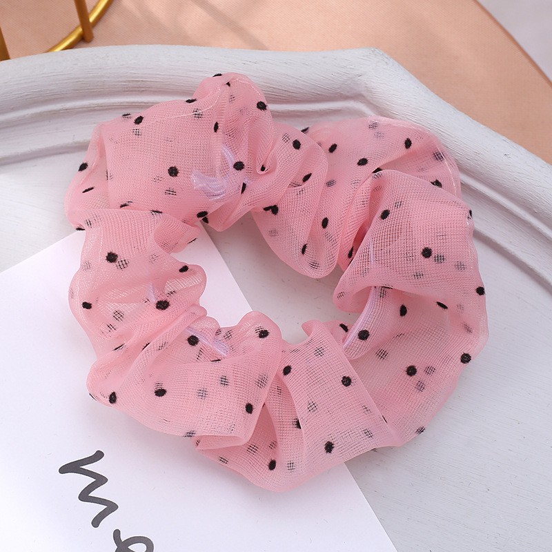 Cột tóc Vải Scrunchies chấm bi caro - dây buộc tóc vải nhiều màu phong cách Hàn Quốc DCQ04