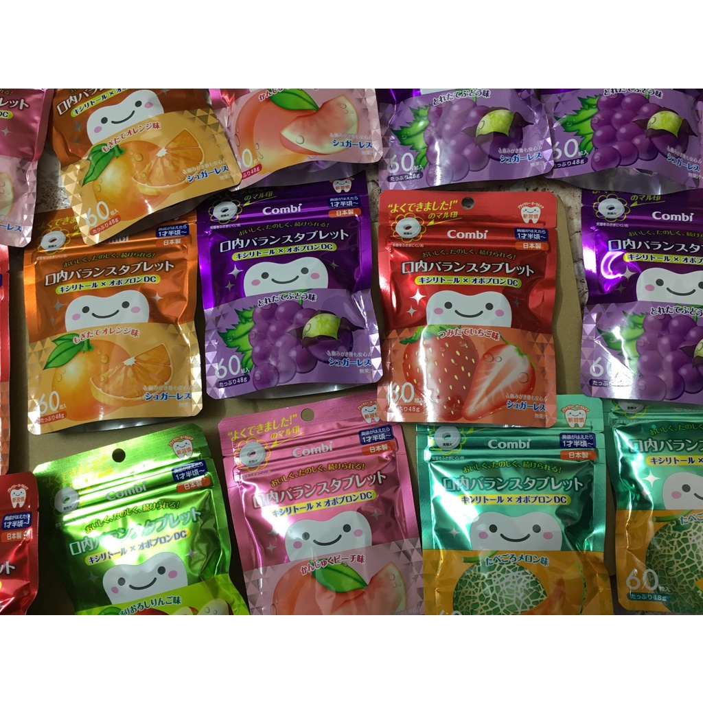 Kẹo ngậm bảo vệ răng, làm sạch răng, chống sâu răng cho bé COMBI TETEO 60 viên Nhật Bản
