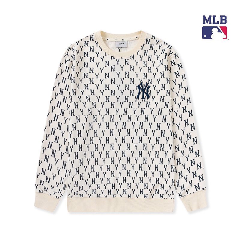 ❤❀  ❤ Mlb Áo Sweater Cổ Tròn Thêu Họa Tiết Trước Và Sau Thời Trang Cho Nam Nữ