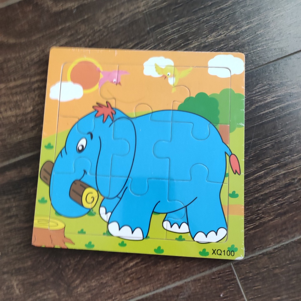 Đồ chơi gỗ _Tranh ghép 9 mảnh ghép _ hình con vật phương tiện giao thông (giao ngẫu nhiên)