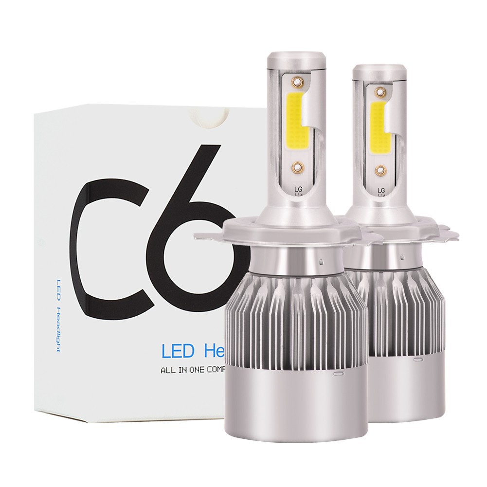Bộ 2 đèn led C6 siêu sáng cho ô tô xe máy, tản nhiệt nhôm chân H4 3800LM 36W