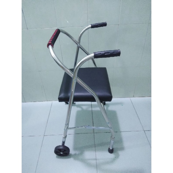 Khung tập đi có ghế ngồi bằng inox 100% loại tốt, khung tập đi dành cho người già
