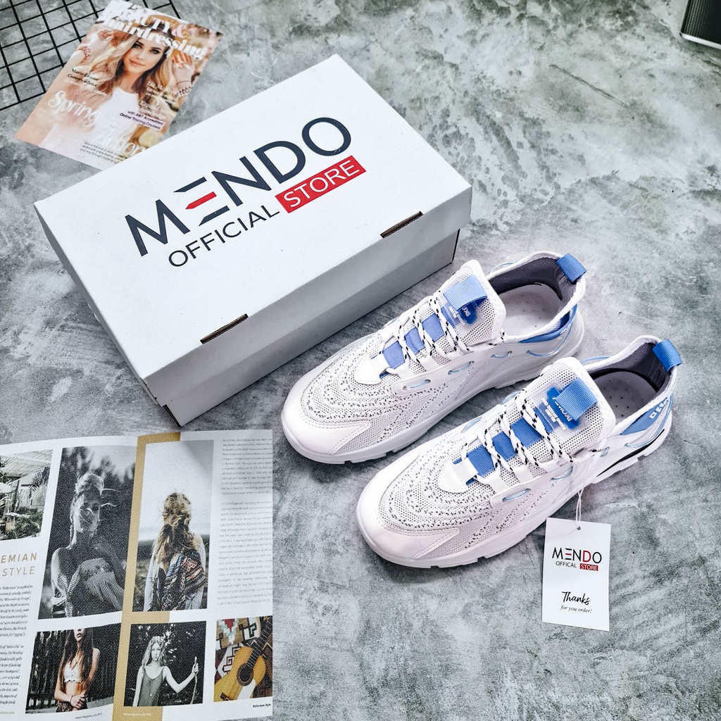 Giày Thể Thao Nam MENDO - Sneaker Màu Đen - Xanh - Trắng, Giày Chạy Bộ Thể Thao Phiên Bản Hàn Quốc-G5055