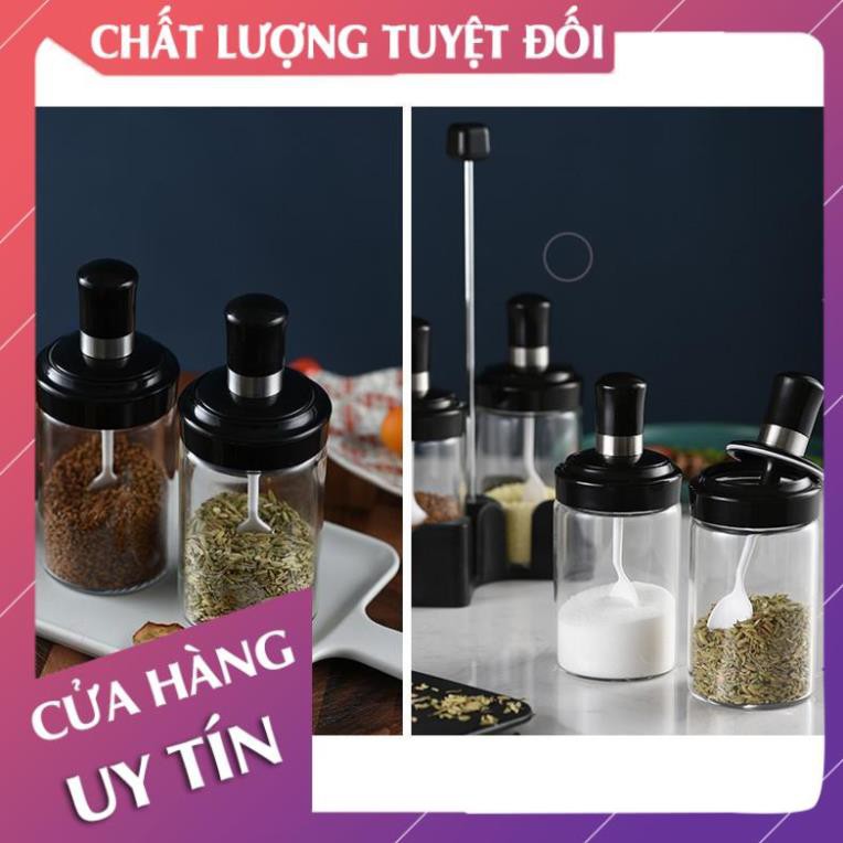 [Hàng loại 1] Hủ đựng gia vị kèm muỗng, lọ đựng gia vị thủy tinh có nắp thìa  - LanChiMart