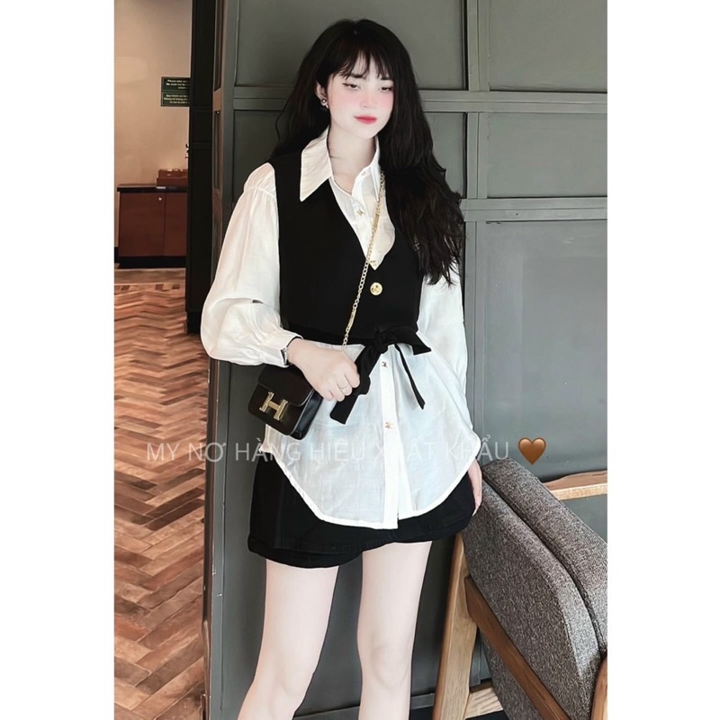 Set áo sơ mi mix gile thêu _ Hàng loại đẹp