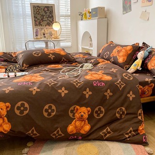 Bộ Drap & Chăn Phao Cotton Poly Lv Gấu
