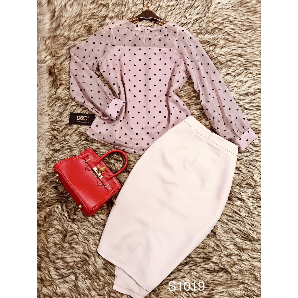 [ xả kho ] MiD Set chấm bi hồng hàng thiết kế cao cấp S1019 Mie Design ảnh thật