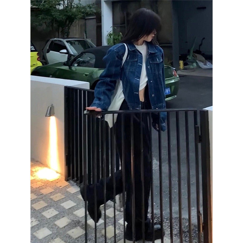 Áo Khoác Denim Dài Tay Phong Cách Hong Kong Cổ Điển Thời Trang Mới Cho Nữ