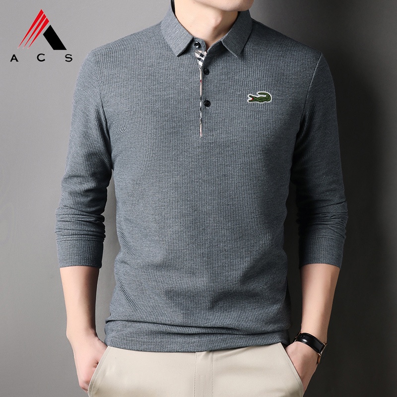 Áo polo Dài Tay Thêu Họa Tiết 7 Màu Lựa Chọn Dành Cho Nam