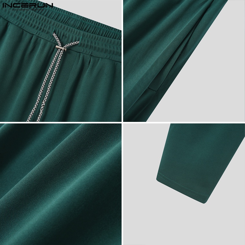 Quần dài INCERUN lưng thun rút dây màu trơn dành cho nam