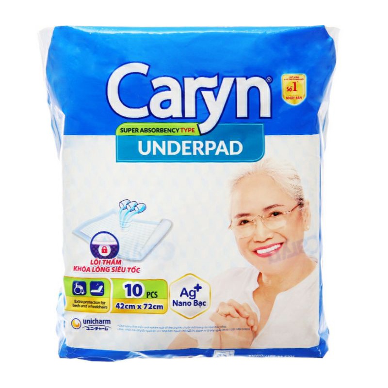 Tấm đệm lót Caryn cho người già người lớn tuổi mẹ sau sinh trẻ sơ sinh loại siêu thấm hút 42 x 72cm - Đông Anh Pharmart