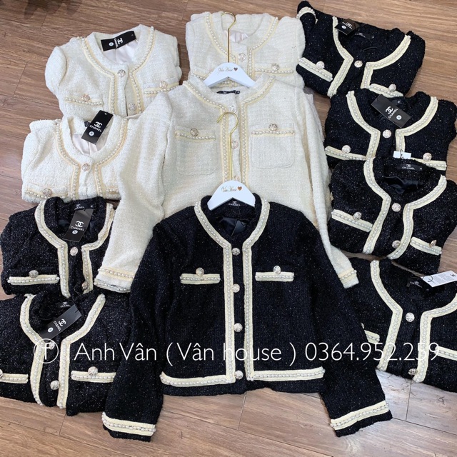 Áo Khoác Dạ Tweed Viền  Ngọc Cực Sang 💖FREESHIP💖 - Áo Khoác Dạ Form Croptop  Cho Các Nàng