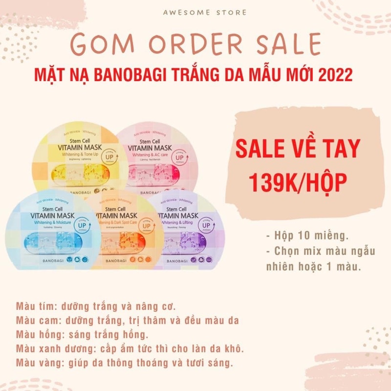 Mặt Nạ Banobagi Chính Hãng Vita Genic Jelly Mask, có bản mới