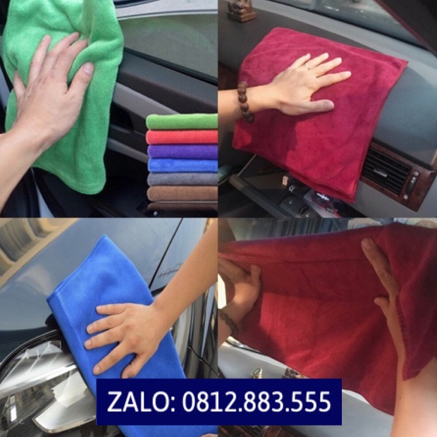 Khăn lau ô tô chuyên dụng sợi siêu nhỏ, thấm hút tốt 30x30 / 35x75 loại 1 dày dặn