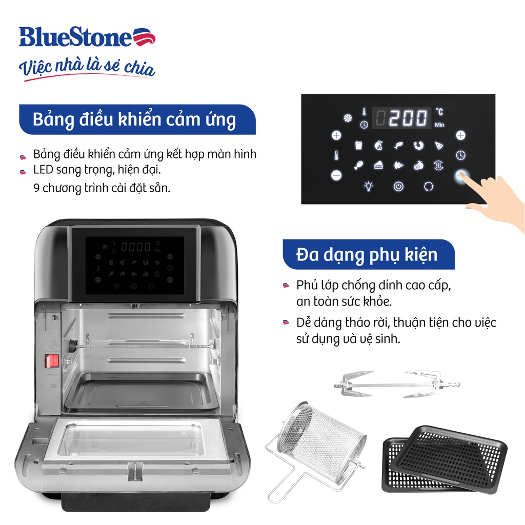 [Mã ELRE2TR giảm 8% đơn 500K] Nồi Chiên Không Dầu Bluestone AFB-5888 (10L - 1500W)