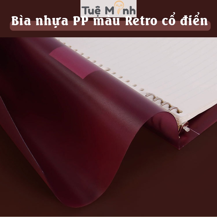Bìa sổ còng sắt B5 màu Retro 8 lỗ P20 dành cho ruột B5 26 lỗ, file binder làm sổ còng thay refill giấy