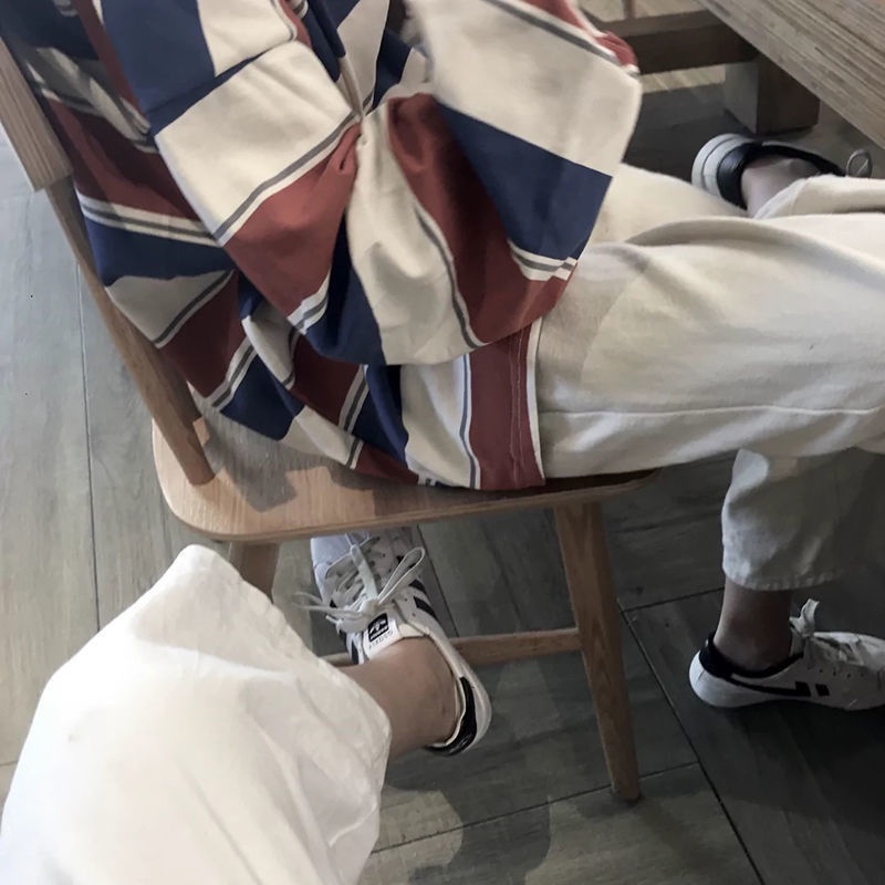 Áo sweatshirt nữ SUXI tay dài cổ tròn dáng rộng kẻ sọc trẻ trung thời trang mùa thu Hàn Quốc