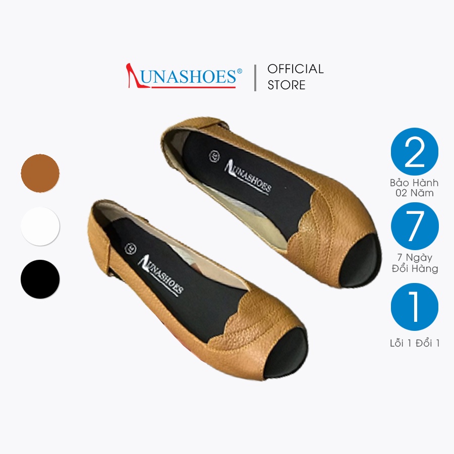 Giầy đế xuồng nữ 3p da bò thật 100% và bảo hành 2 năm 1 đổi 1 LUNASHOES 22104 đi êm chân dễ phối đồ giày trung niên nữ