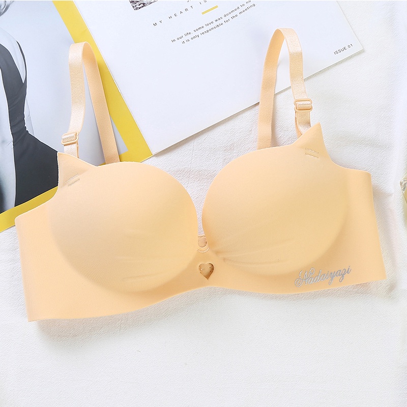Áo Lót 3/4 Cup Nâng Ngực Không Gọng Mềm Mại Thoải Mái Hình Tai Mèo Dễ Thương 32-38AB Dành Cho Bạn Nữ