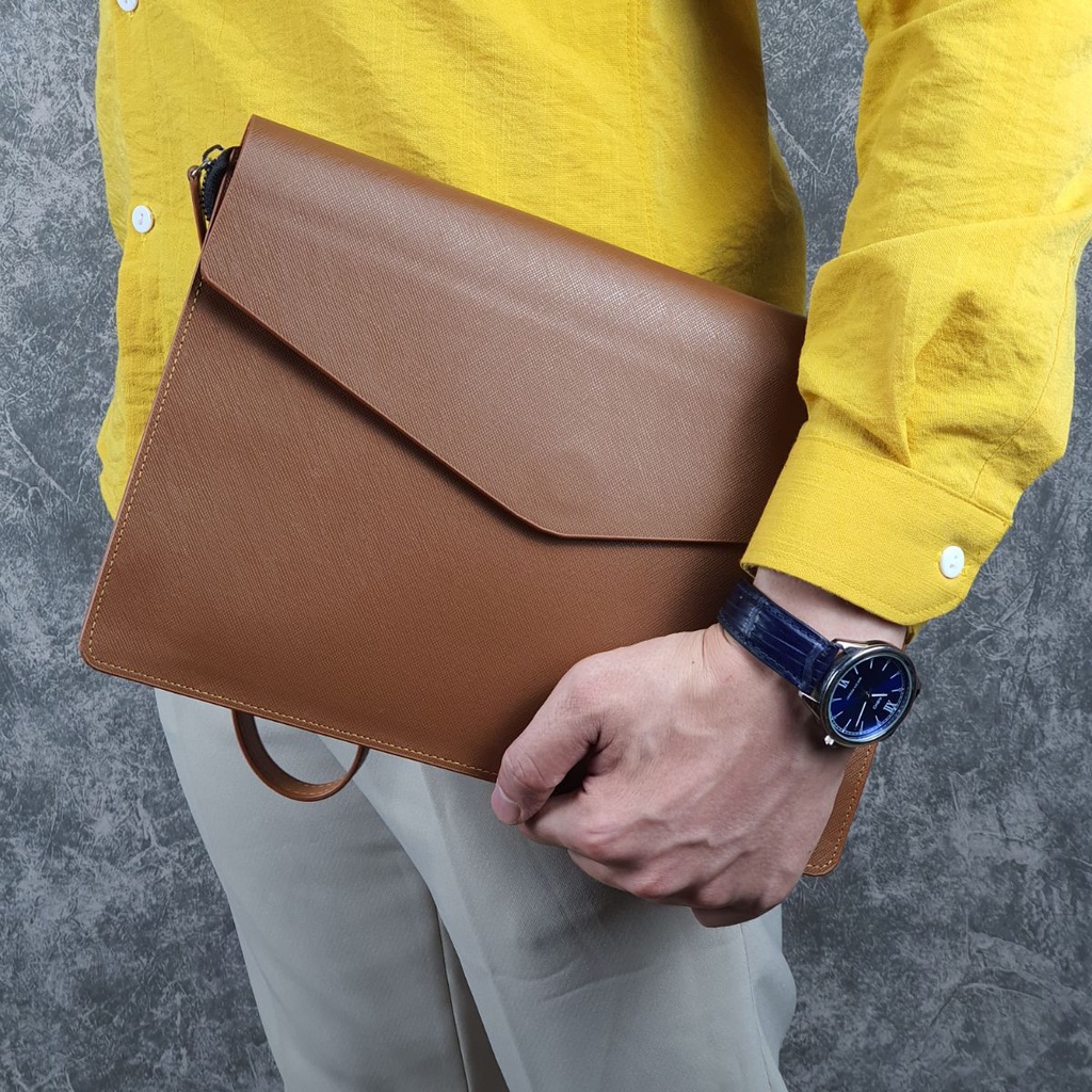 [Da thật] Clutch cầm tay nam da bò thật Safiano CL123 (Đen/Nâu/Tím) - 100% da bò thật, BH 3 năm | BigBuy360 - bigbuy360.vn