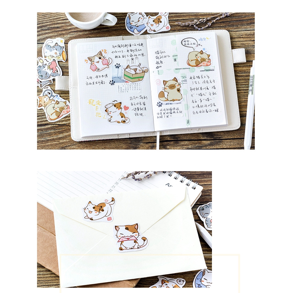 Set 45 Miếng dán trang trí hình mèo xinh xắn cho nhật kí