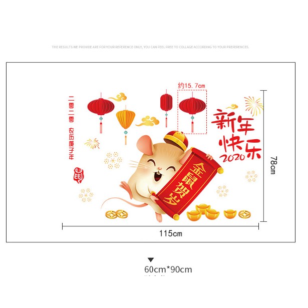 Decal dán Tết - Chuột Bảng Chữ đỏ 2020