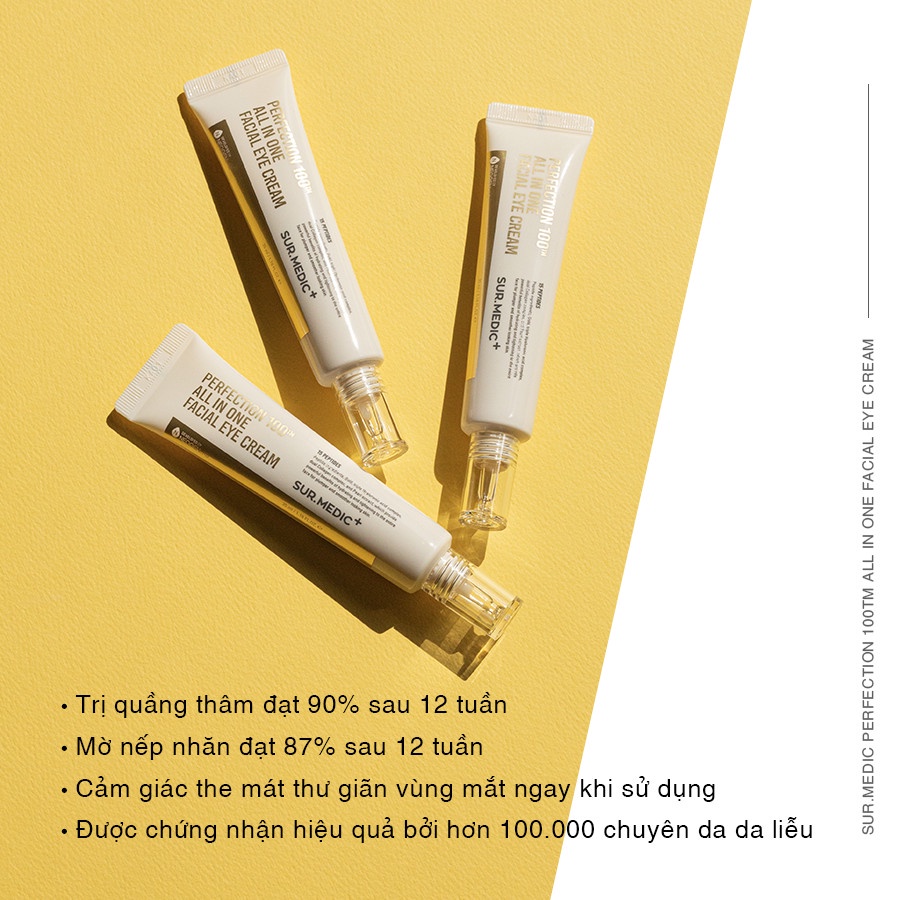 Kem giảm thâm mắt, xoá mờ nếp nhăn Sur.Medic+ Perfection 100tm All In One Facial Eye Cream 35ml _ SUR.MEDIC+ Chính Hãng