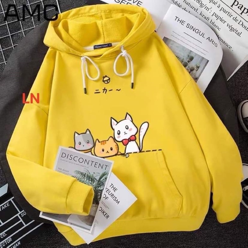 Áo hoodie ba mèo LN11