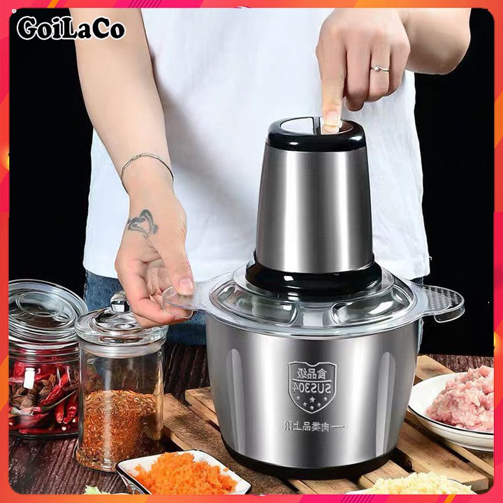 Máy Xay Thịt Đa Năng Bear, cối thủy tinh 2L, công suất 300W (Hàng chính hãng)