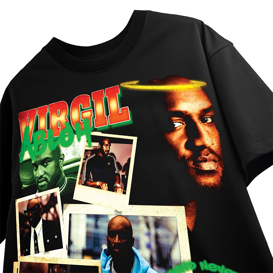 BLANK | Áo Thun Virgil Abloh Tay Lỡ Unisex - Đen/Trắng Cổ Tròn