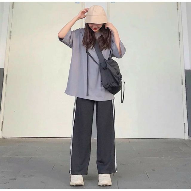 Quần ống rộng 2 Sọc form unisex (Video thật)