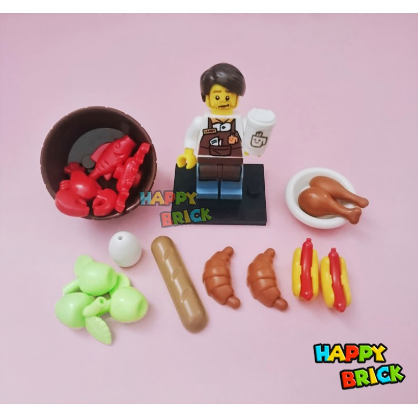 Nhân vật Lego: Set minifigure Larry the Barista và phụ kiện ( có lẻ minifigure )