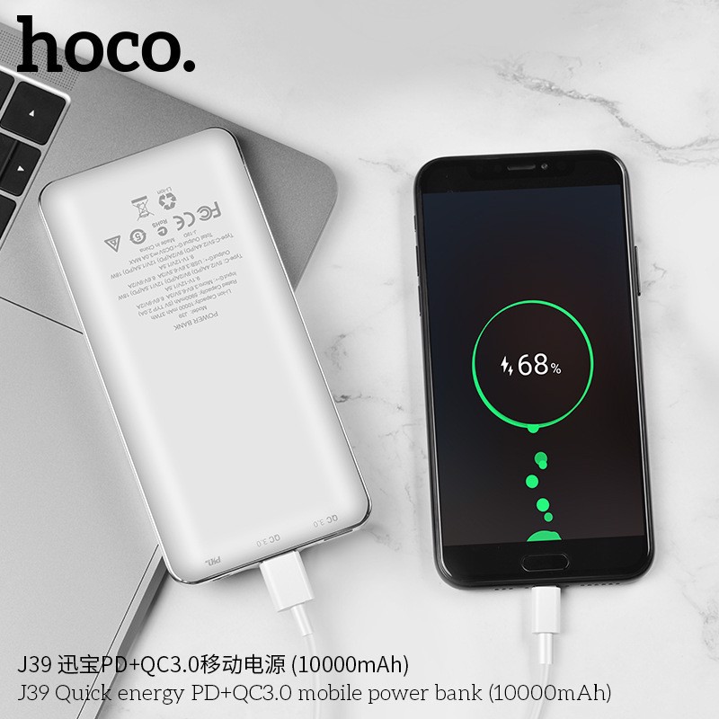 Pin dự phòng hỗ trợ sạc nhanh QC3.0 10.000mah HOCO - J39