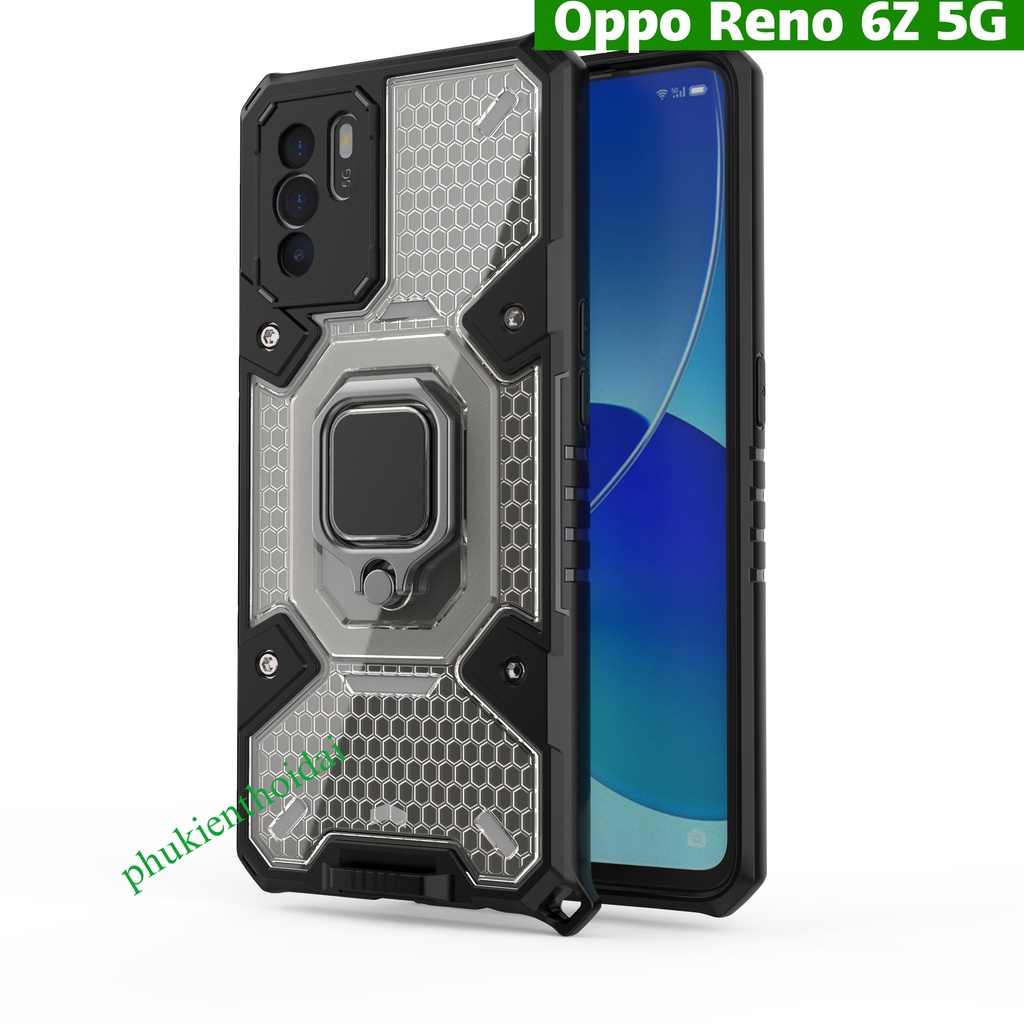 Ốp lưng Oppo Reno 6Z 5G tổ Ong Iring không gian mới chống sốc giá đỡ xem phim thời trang cao cấp
