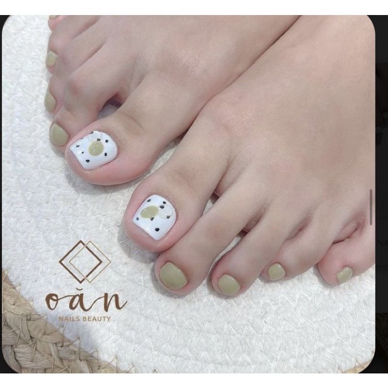 Nailbox/ Bộ 24 móng úp chân sẵn/ Móng chân giả màu trắng xanh giá rẻ