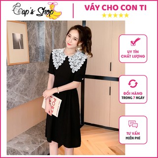 Váy cho con ti cổ bẻ, phối ren cực trẻ trung, sang chảnh